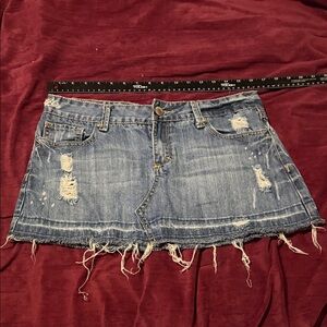 Red Camel Blue Distressed Mini Skirt